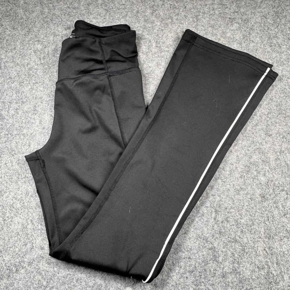 Nicole Miller Sport Womens Black White Stripe Flare Yoga Pants Medium RN151268
